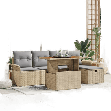 Vidaxl Hagesofa Set 6 pcs Beige