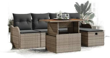 Vidaxl Hagesofa Set 6 pcs Grå