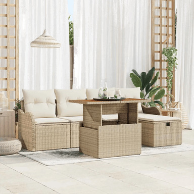 Vidaxl Hagesofa Set 6 pcs Beige