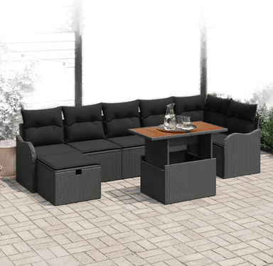 Vidaxl Hagesofa Set 8 pcs Svart