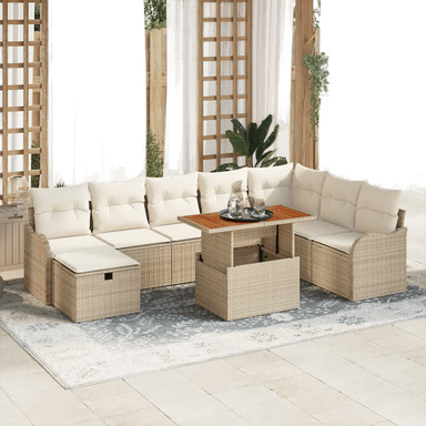 Vidaxl Hagesofa Set 9 pcs Beige