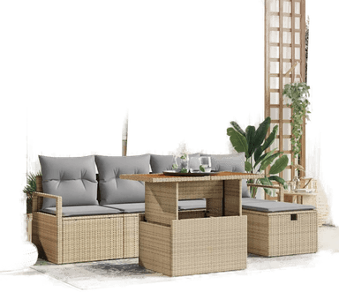 Vidaxl Hagesofa Set 6 pcs Beige