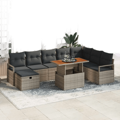 Vidaxl Hagesofa Set 9 pcs Grå