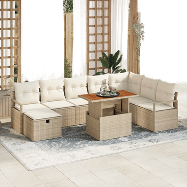 Vidaxl Hagesofa Set 9 pcs Beige
