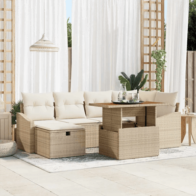 Vidaxl Hagesofa Set 7 pcs Beige
