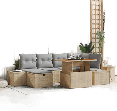 Vidaxl Hagesofa Set 7 pcs Beige