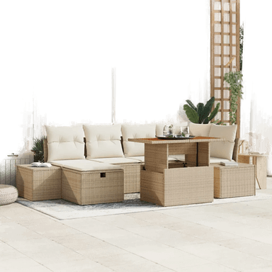 Vidaxl Hagesofa Set 7 pcs Beige