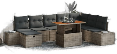 Vidaxl Hagesofa Set 9 pcs Grå