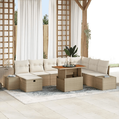 Vidaxl Hagesofa Set 9 pcs Beige