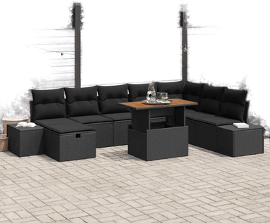 Vidaxl Hagesofa Set 9 pcs Svart