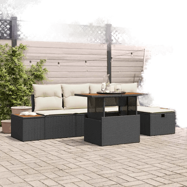 Vidaxl Hagesofa Set 6 pcs Svart