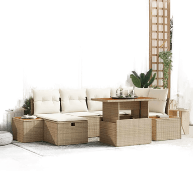 Vidaxl Hagesofa Set 7 pcs Beige