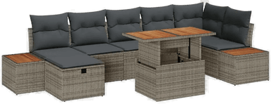 Vidaxl Hagesofa Set 8 pcs Grå