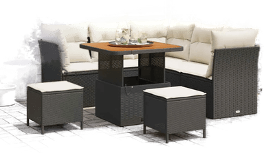 Vidaxl Hagesofa Set 8 pcs Svart