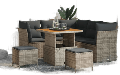 Vidaxl Hagesofa Set 8 pcs Grå