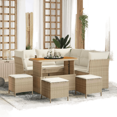 Vidaxl Hagesofa Set 9 pcs Beige