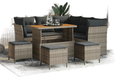 Vidaxl Hagesofa Set 9 pcs Grå