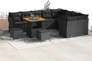 Vidaxl Hagesofa Set 12 pcs Svart