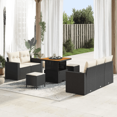 Vidaxl Hagesofa Set 8 pcs Svart