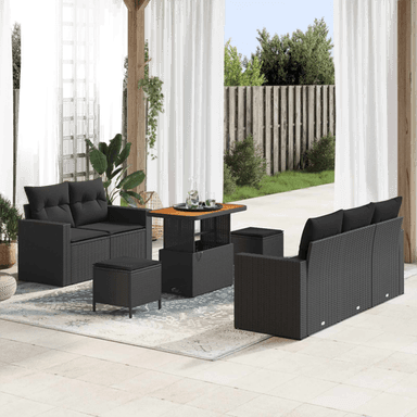 Vidaxl Hagesofa Set 8 pcs Svart