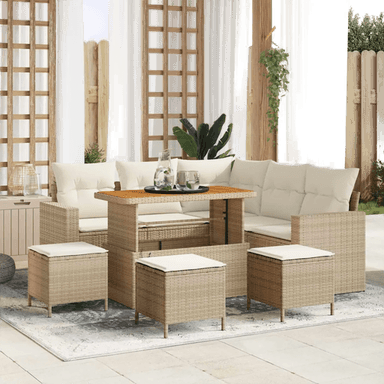 Vidaxl Hagesofa Set 9 pcs Beige