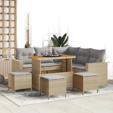 Vidaxl Hagesofa Set 9 pcs Beige