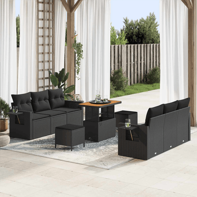 Vidaxl Hagesofa Set 9 pcs Svart