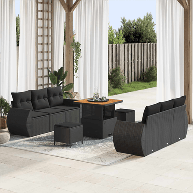 Vidaxl Hagesofa Set 9 pcs Svart