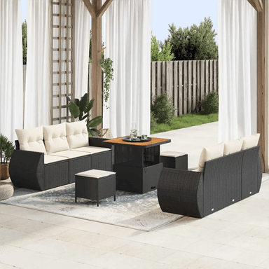 Vidaxl Hagesofa Set 9 pcs Svart