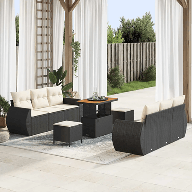 Vidaxl Hagesofa Set 9 pcs Svart