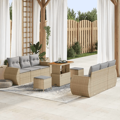 Vidaxl Hagesofa Set 9 pcs Beige