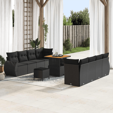 Vidaxl Hagesofa Set 11 pcs Svart