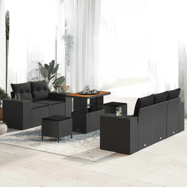 Vidaxl Hagesofa Set 8 pcs Svart