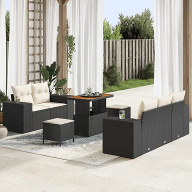 Vidaxl Hagesofa Set 8 pcs Svart