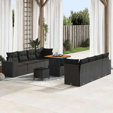 Vidaxl Hagesofa Set 11 pcs Svart