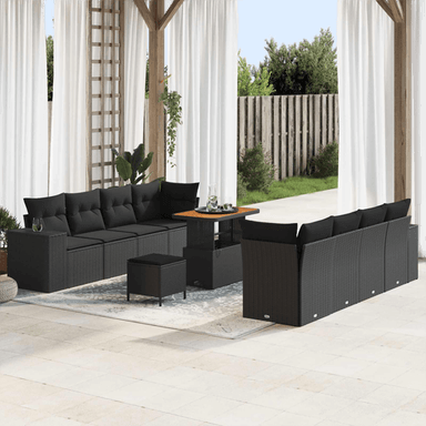 Vidaxl Hagesofa Set 11 pcs Svart