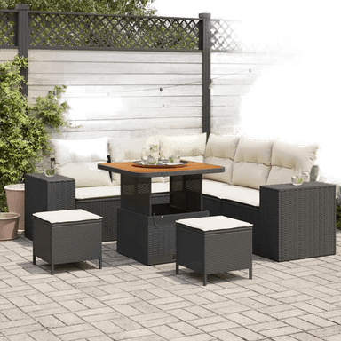 Vidaxl Hagesofa Set 8 pcs Svart