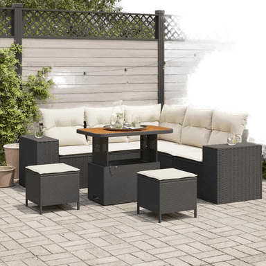 Vidaxl Hagesofa Set 8 pcs Svart