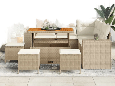 Vidaxl Hagesofa Set 9 pcs Beige