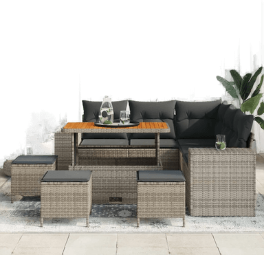 Vidaxl Hagesofa Set 9 pcs Grå