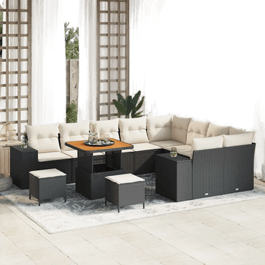 Vidaxl Hagesofa Set 12 pcs Svart
