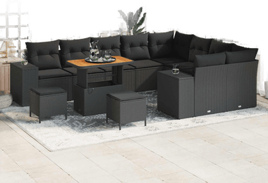 Vidaxl Hagesofa Set 12 pcs Svart