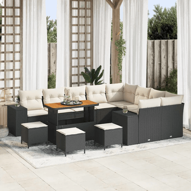 Vidaxl Hagesofa Set 13 pcs Svart