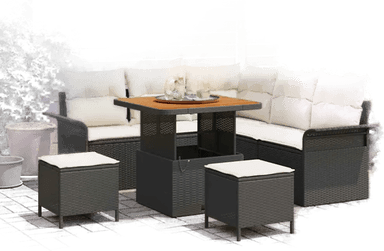 Vidaxl Hagesofa Set 8 pcs Svart