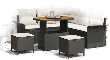 Vidaxl Hagesofa Set 8 pcs Svart