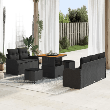 Vidaxl Hagesofa Set 8 pcs Svart