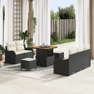 Vidaxl Hagesofa Set 8 pcs Svart