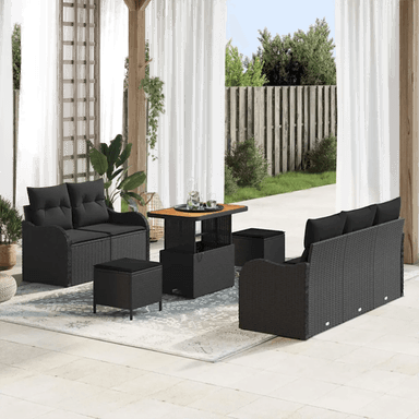 Vidaxl Hagesofa Set 8 pcs Svart