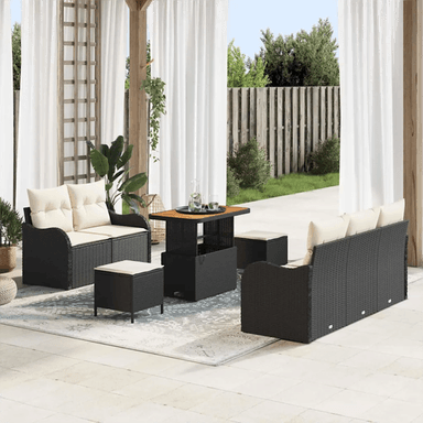 Vidaxl Hagesofa Set 8 pcs Svart