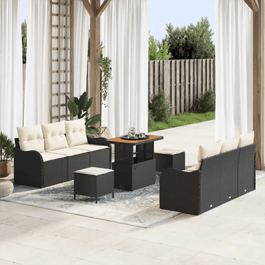 Vidaxl Hagesofa Set 9 pcs Svart